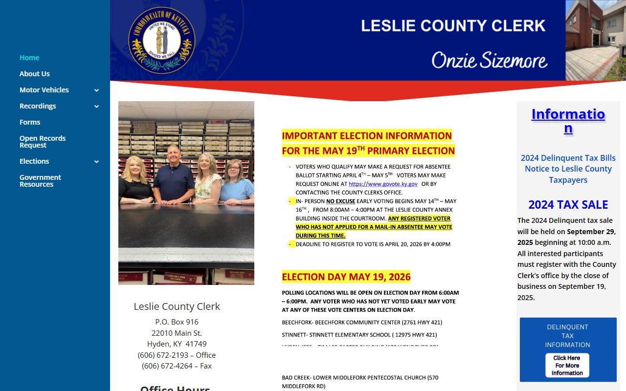 Leslie County Circuit Court Clerk and County Clerk record routing