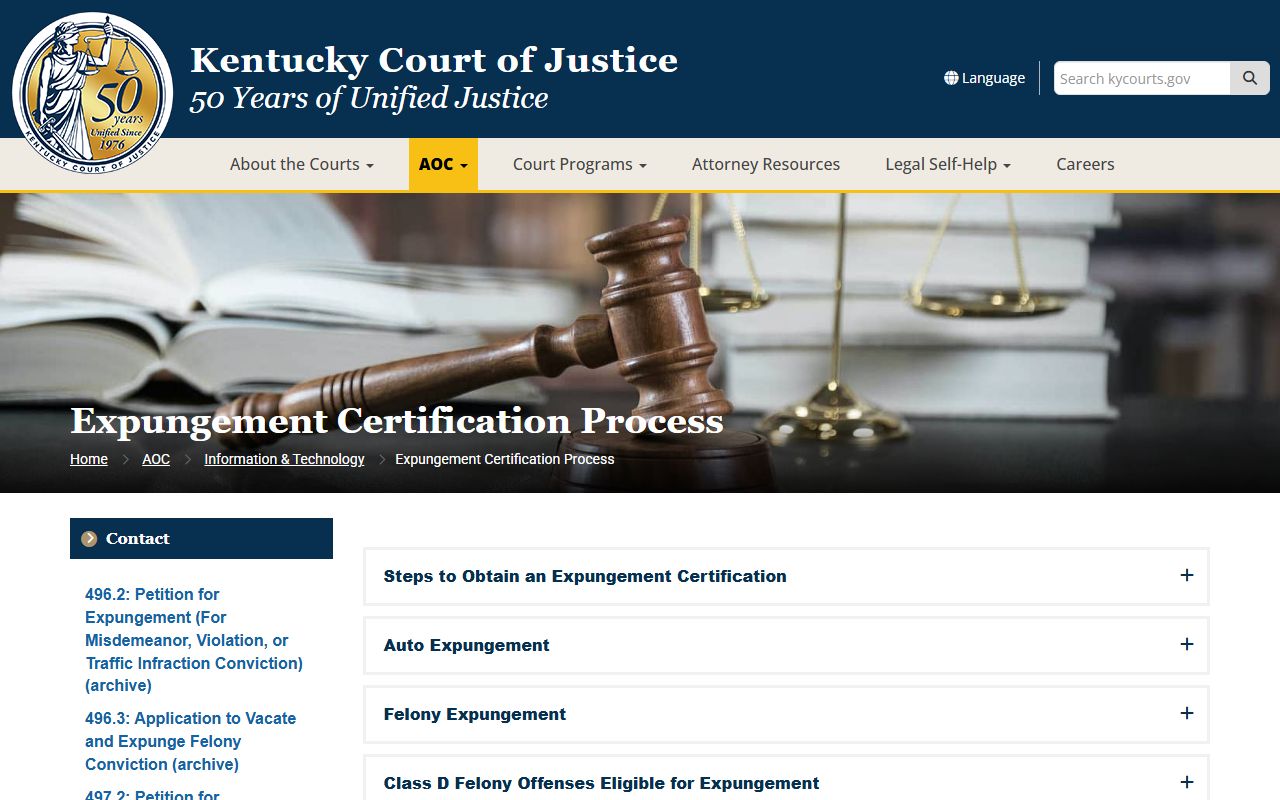 Leslie County criminal court records Kentucky expungement process