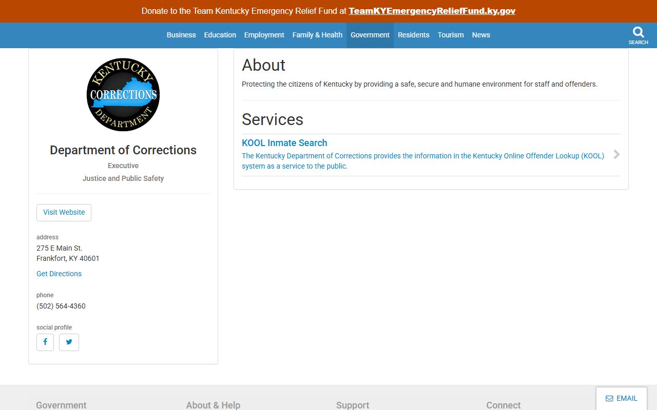 Leslie County criminal court records Kentucky Department of Corrections profile
