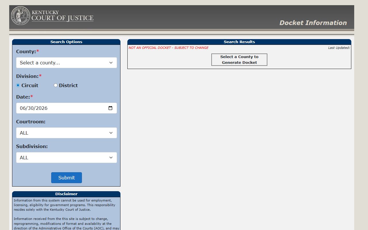Leslie County Court records docket search