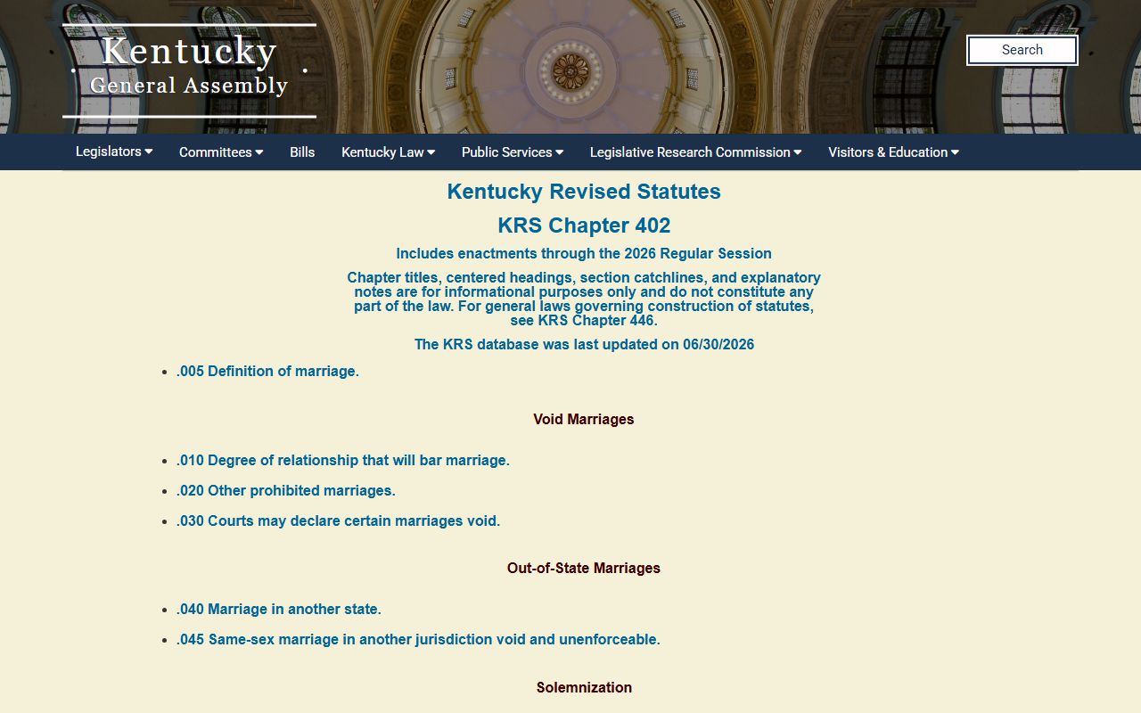 Leslie County marriage records Kentucky marriage statute chapter